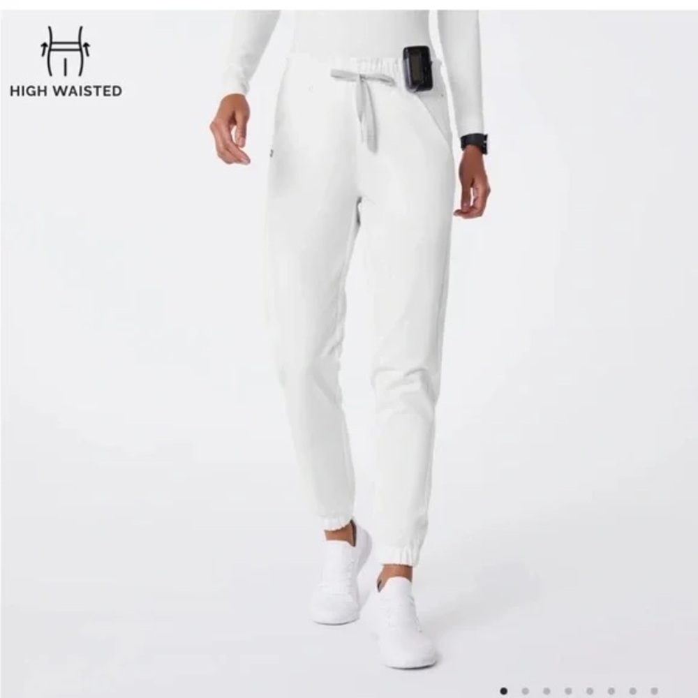 Figs Optic White Regina High Waisted Slim Jogger - Tall Scrub Pant